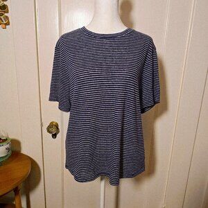 A New Day navy and white striped linen blend tee size M